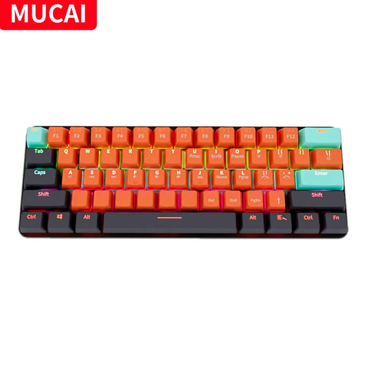 MUCAI MKA610 USB Mini Mechanical Gaming Wired Keyboard Red Switch 61 Key Gamer for Computer PC Laptop Detachable Cable