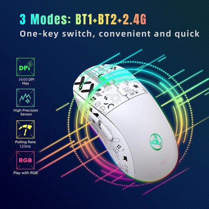 hxsj T90 2.4G Wireless Mechanical Mouse RGB Gaming Mouse Ergonomic 10 Million Keystroke 3600DPI Mouse 11 RGB Lighting Modes Mice